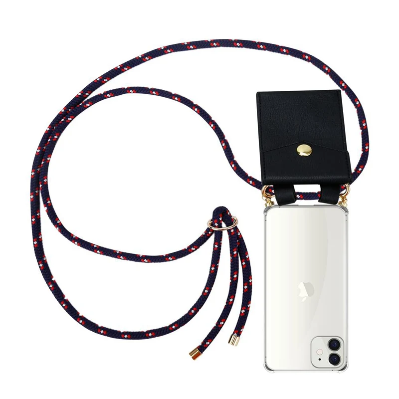 Cadorabo Handy Kette kompatibel mit Apple iPhone 12 MINI Silikon Schutzhülle mit Gold Ringen, Kordel Band und abnehmbarem Etui