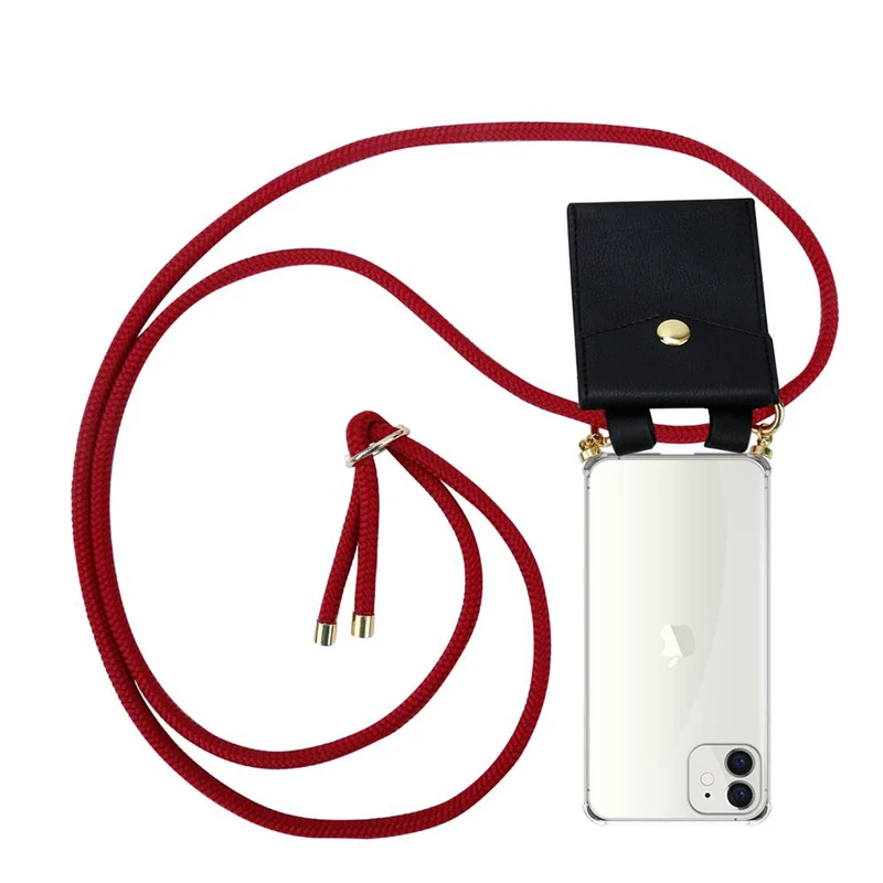 Cadorabo Handy Kette kompatibel mit Apple iPhone 12 MINI Silikon Schutzhülle mit Gold Ringen, Kordel Band und abnehmbarem Etui