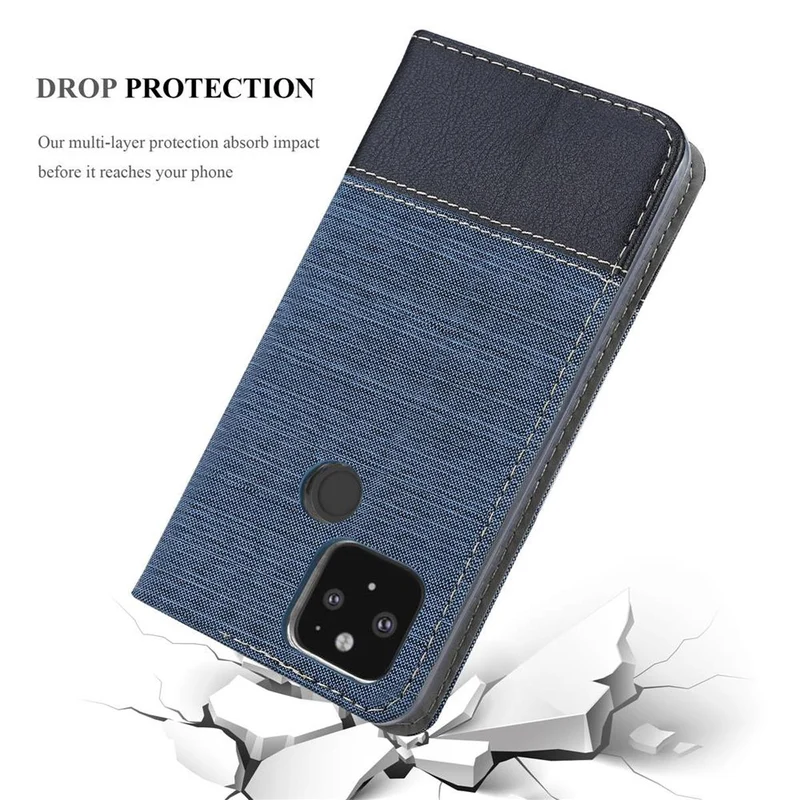 Cadorabo Hülle kompatibel mit Google PIXEL 5 Schutzhülle mit Magnetverschluss, Standfunktion und Kartenfach