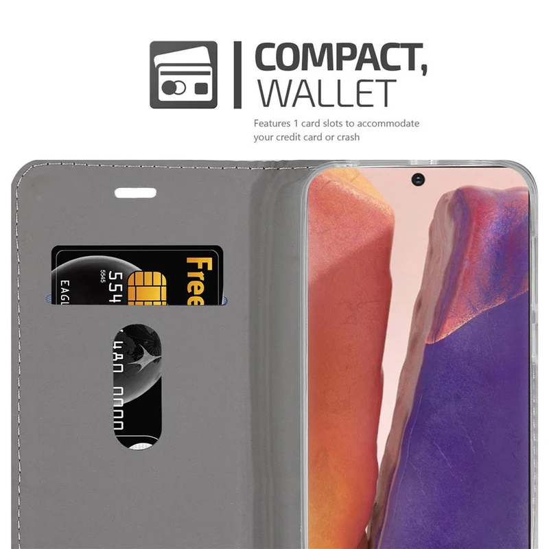 Cadorabo Hülle kompatibel mit Samsung Galaxy NOTE 20 Schutzhülle mit Magnetverschluss, Standfunktion und Kartenfach
