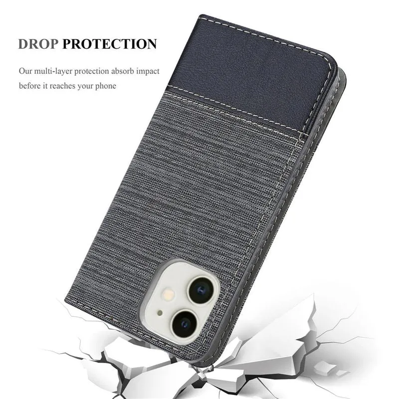 Cadorabo Hülle kompatibel mit Apple iPhone 12 MINI Schutzhülle mit Magnetverschluss, Standfunktion und Kartenfach