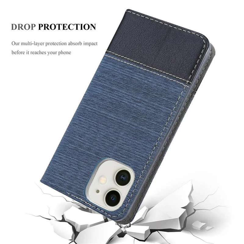 Cadorabo Hülle kompatibel mit Apple iPhone 12 MINI Schutzhülle mit Magnetverschluss, Standfunktion und Kartenfach