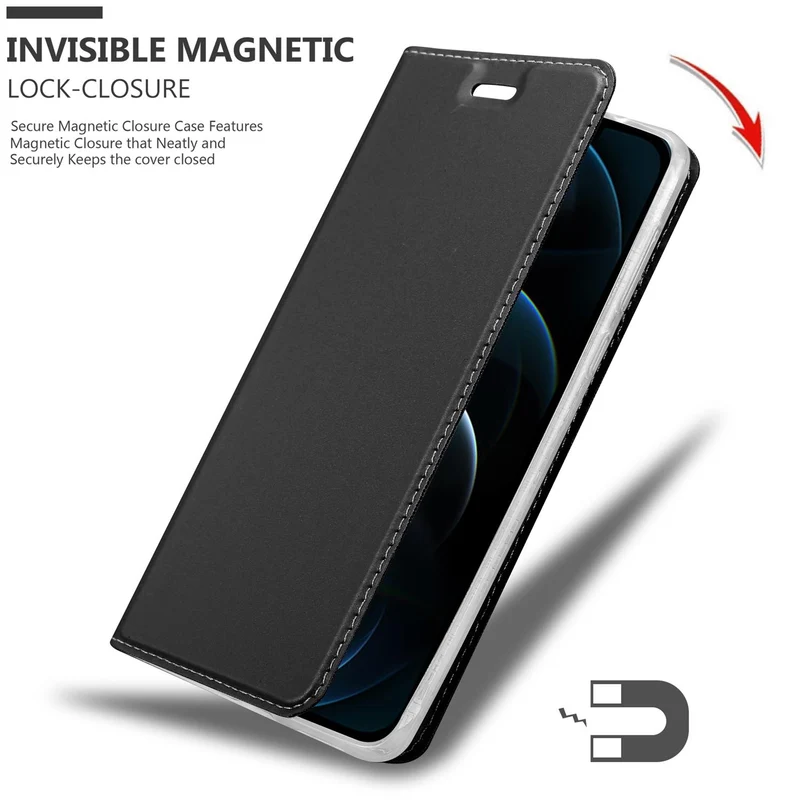 Cadorabo Hülle kompatibel mit Apple iPhone 12 PRO MAX Schutzhülle mit Magnetverschluss, Standfunktion und Kartenfach