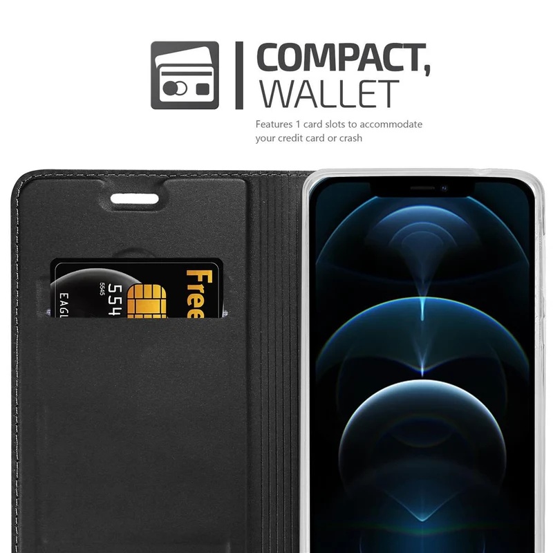 Cadorabo Hülle kompatibel mit Apple iPhone 12 PRO MAX Schutzhülle mit Magnetverschluss, Standfunktion und Kartenfach