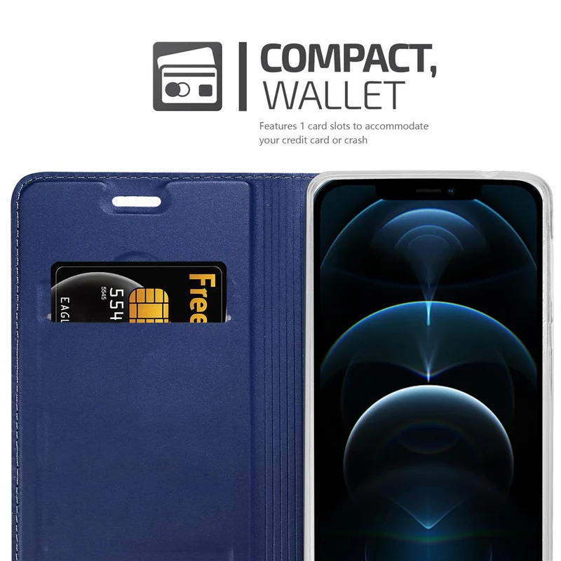 Cadorabo Hülle kompatibel mit Apple iPhone 12 PRO MAX Schutzhülle mit Magnetverschluss, Standfunktion und Kartenfach