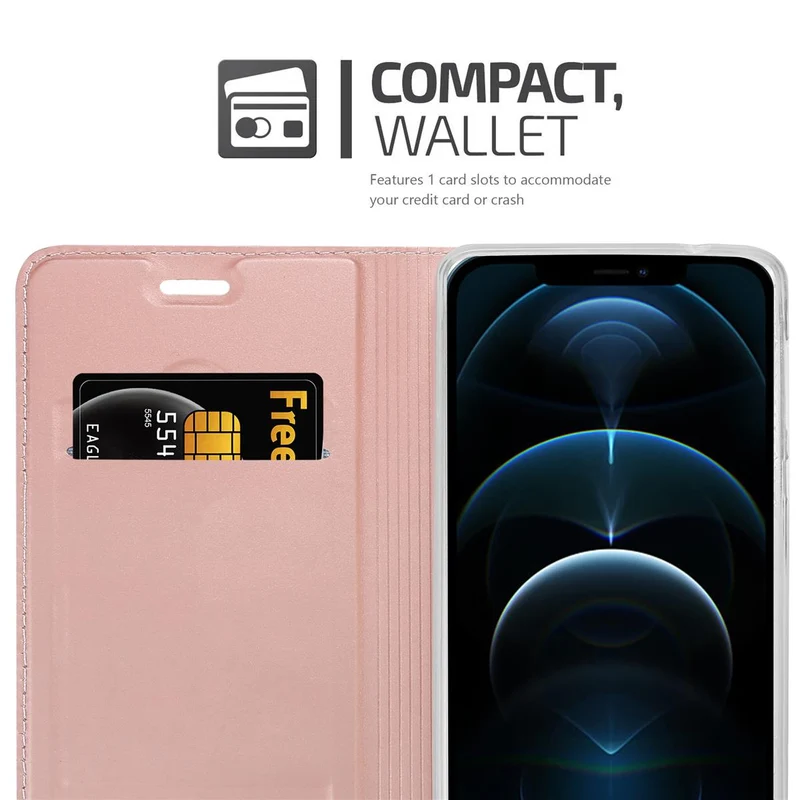 Cadorabo Hülle kompatibel mit Apple iPhone 12 PRO MAX Schutzhülle mit Magnetverschluss, Standfunktion und Kartenfach