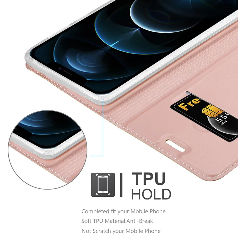 Cadorabo Hülle kompatibel mit Apple iPhone 12 PRO MAX Schutzhülle mit Magnetverschluss, Standfunktion und Kartenfach
