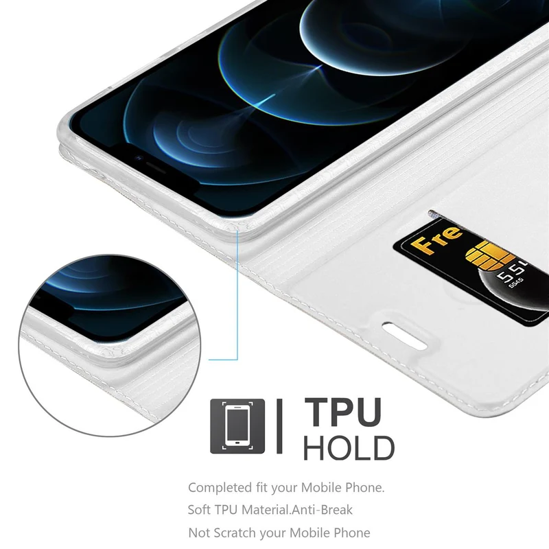Cadorabo Hülle kompatibel mit Apple iPhone 12 PRO MAX Schutzhülle mit Magnetverschluss, Standfunktion und Kartenfach