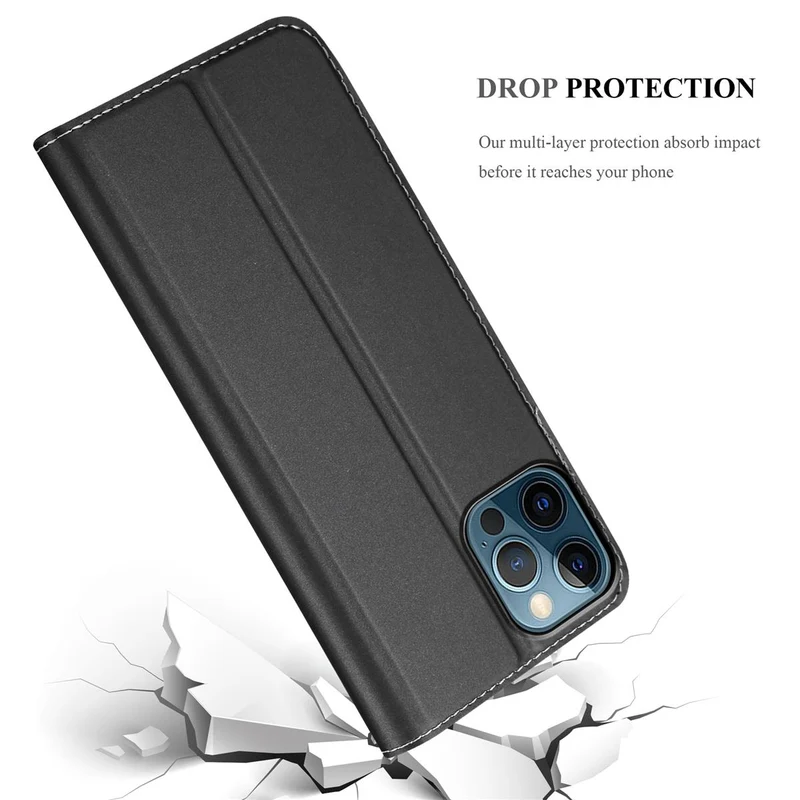 Cadorabo Hülle kompatibel mit Apple iPhone 12 / 12 PRO Schutzhülle mit Magnetverschluss, Standfunktion und Kartenfach