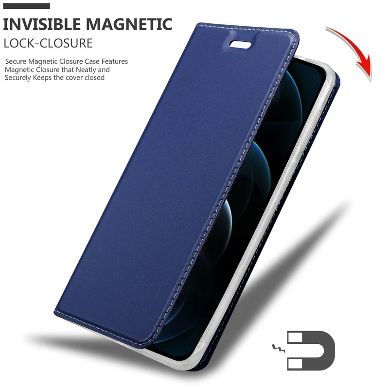 Cadorabo Hülle kompatibel mit Apple iPhone 12 / 12 PRO Schutzhülle mit Magnetverschluss, Standfunktion und Kartenfach
