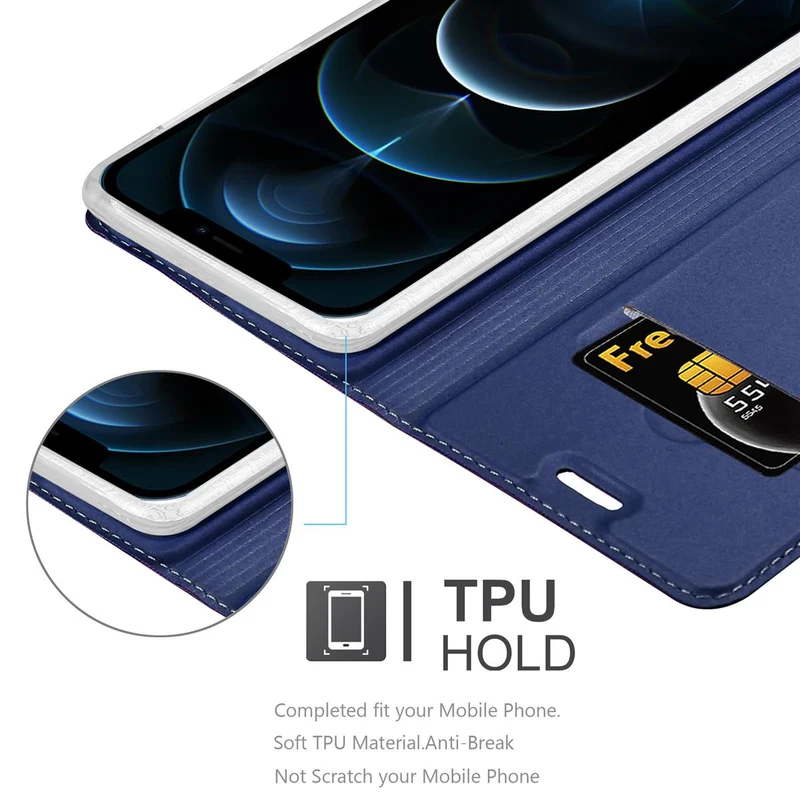 Cadorabo Hülle kompatibel mit Apple iPhone 12 / 12 PRO Schutzhülle mit Magnetverschluss, Standfunktion und Kartenfach