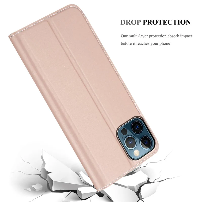 Cadorabo Hülle kompatibel mit Apple iPhone 12 / 12 PRO Schutzhülle mit Magnetverschluss, Standfunktion und Kartenfach