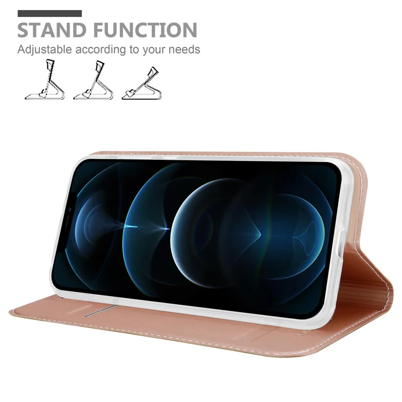 Cadorabo Hülle kompatibel mit Apple iPhone 12 / 12 PRO Schutzhülle mit Magnetverschluss, Standfunktion und Kartenfach