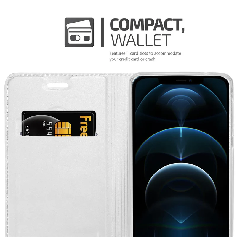 Cadorabo Hülle kompatibel mit Apple iPhone 12 / 12 PRO Schutzhülle mit Magnetverschluss, Standfunktion und Kartenfach