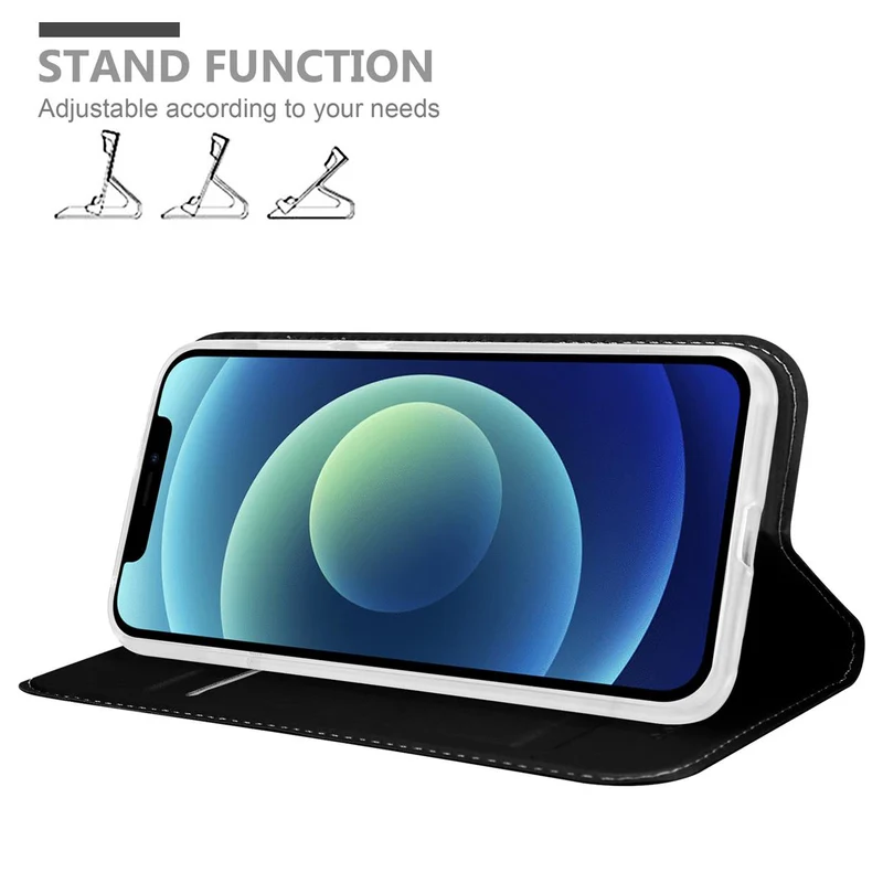 Cadorabo Hülle kompatibel mit Apple iPhone 12 MINI Schutzhülle mit Magnetverschluss, Standfunktion und Kartenfach