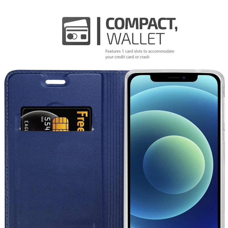 Cadorabo Hülle kompatibel mit Apple iPhone 12 MINI Schutzhülle mit Magnetverschluss, Standfunktion und Kartenfach