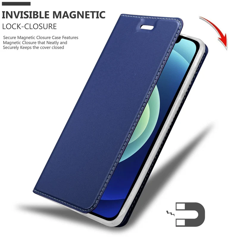 Cadorabo Hülle kompatibel mit Apple iPhone 12 MINI Schutzhülle mit Magnetverschluss, Standfunktion und Kartenfach