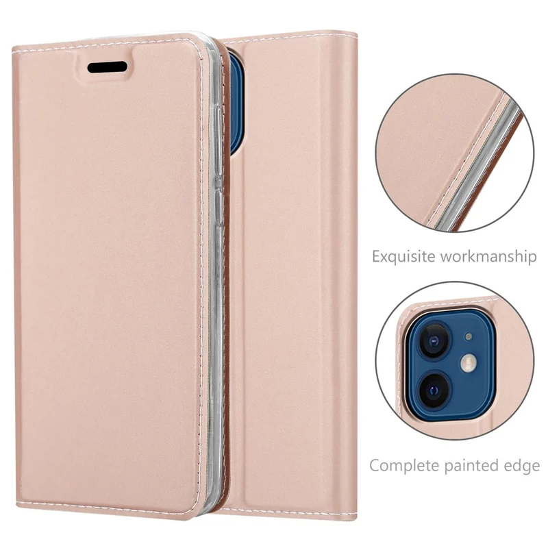 Cadorabo Hülle kompatibel mit Apple iPhone 12 MINI Schutzhülle mit Magnetverschluss, Standfunktion und Kartenfach