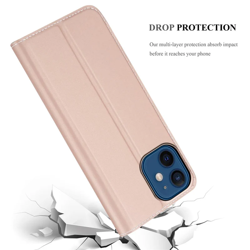 Cadorabo Hülle kompatibel mit Apple iPhone 12 MINI Schutzhülle mit Magnetverschluss, Standfunktion und Kartenfach