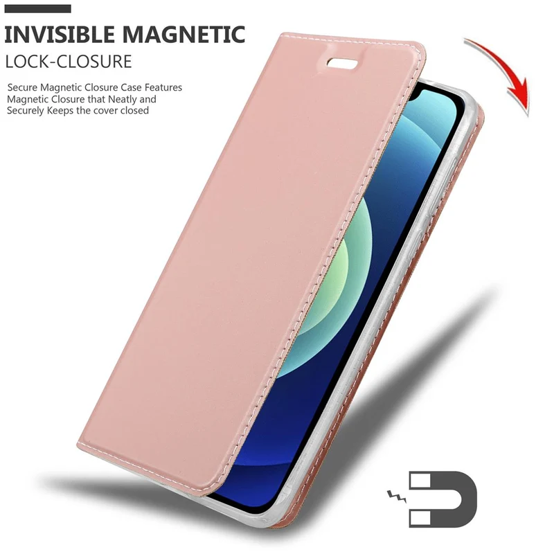 Cadorabo Hülle kompatibel mit Apple iPhone 12 MINI Schutzhülle mit Magnetverschluss, Standfunktion und Kartenfach