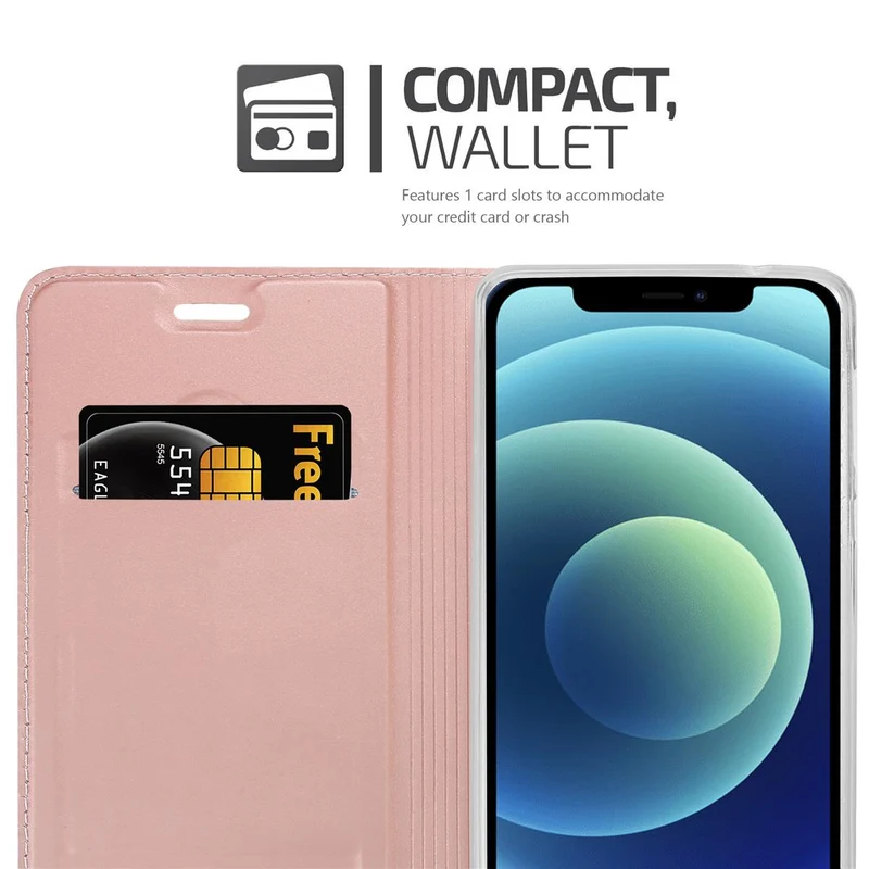 Cadorabo Hülle kompatibel mit Apple iPhone 12 MINI Schutzhülle mit Magnetverschluss, Standfunktion und Kartenfach