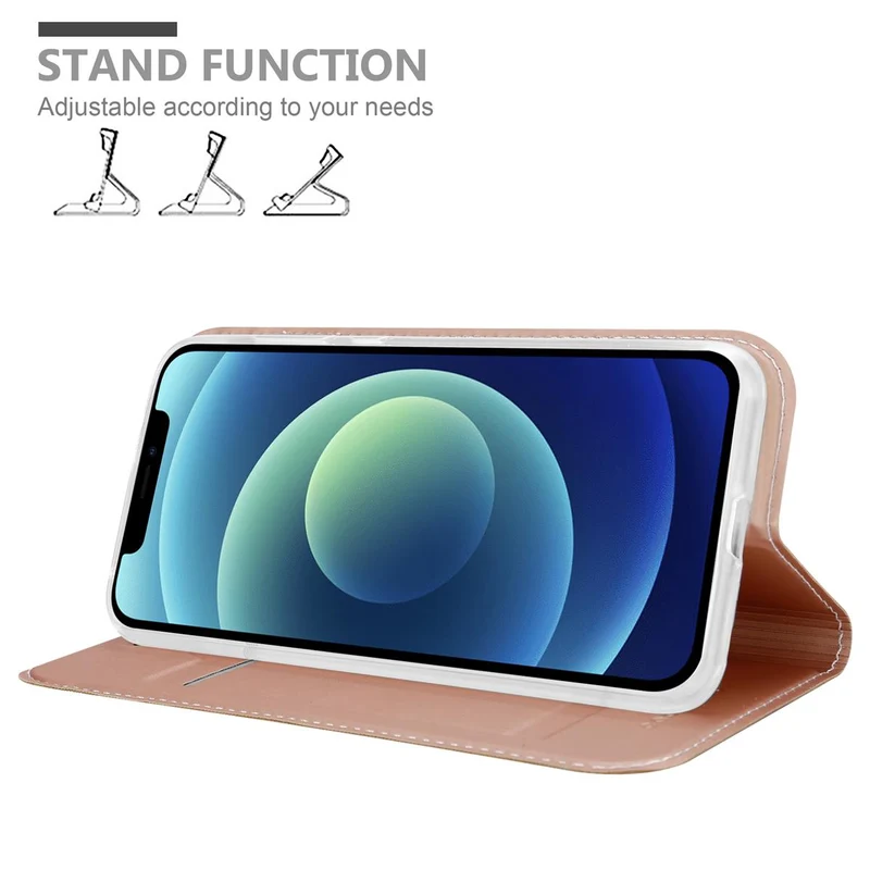 Cadorabo Hülle kompatibel mit Apple iPhone 12 MINI Schutzhülle mit Magnetverschluss, Standfunktion und Kartenfach