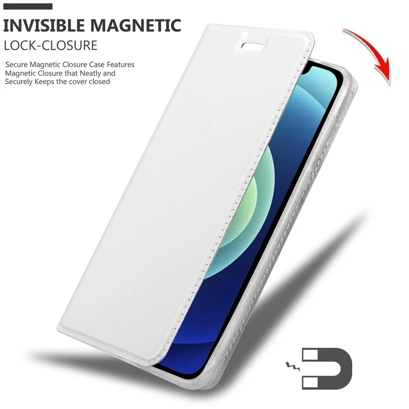 Cadorabo Hülle kompatibel mit Apple iPhone 12 MINI Schutzhülle mit Magnetverschluss, Standfunktion und Kartenfach