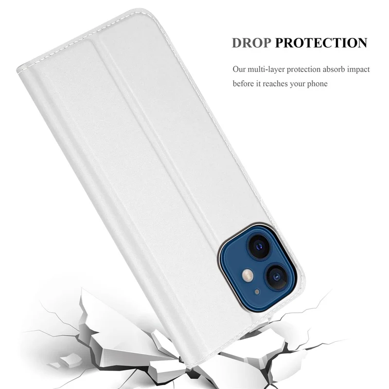 Cadorabo Hülle kompatibel mit Apple iPhone 12 MINI Schutzhülle mit Magnetverschluss, Standfunktion und Kartenfach