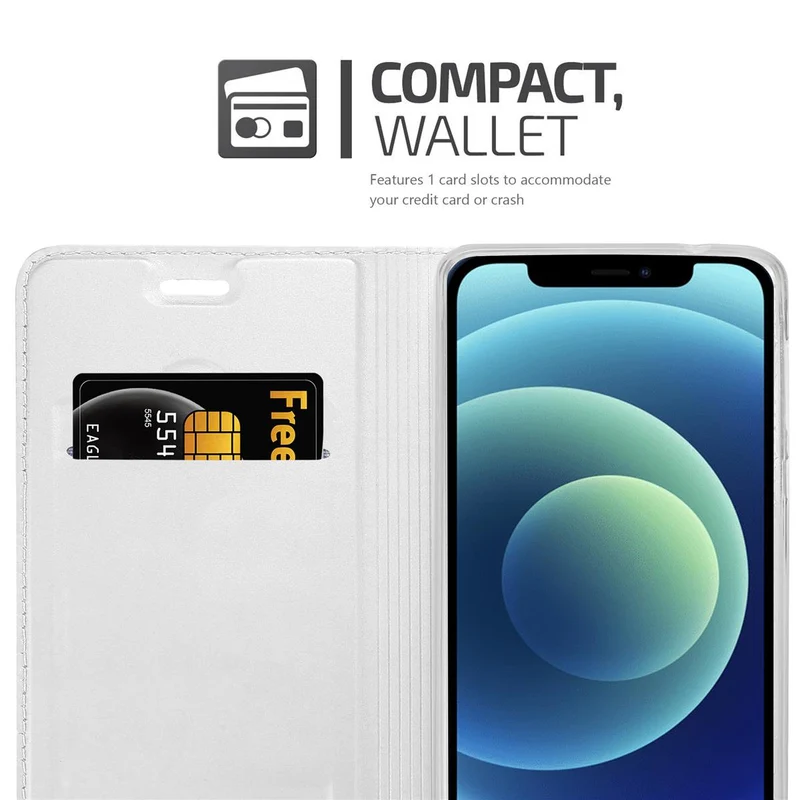 Cadorabo Hülle kompatibel mit Apple iPhone 12 MINI Schutzhülle mit Magnetverschluss, Standfunktion und Kartenfach