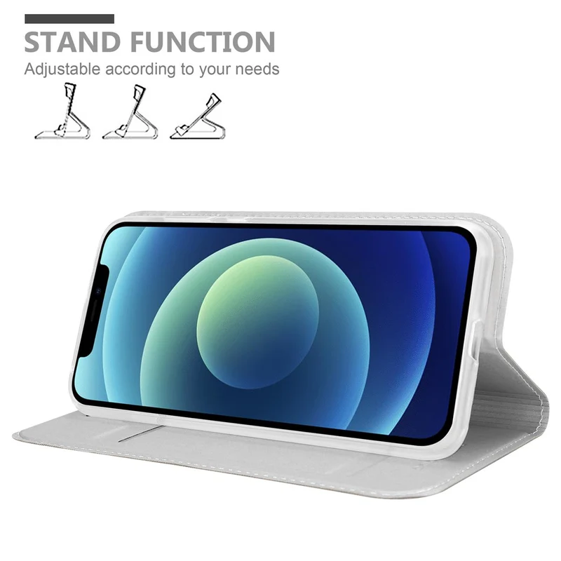 Cadorabo Hülle kompatibel mit Apple iPhone 12 MINI Schutzhülle mit Magnetverschluss, Standfunktion und Kartenfach