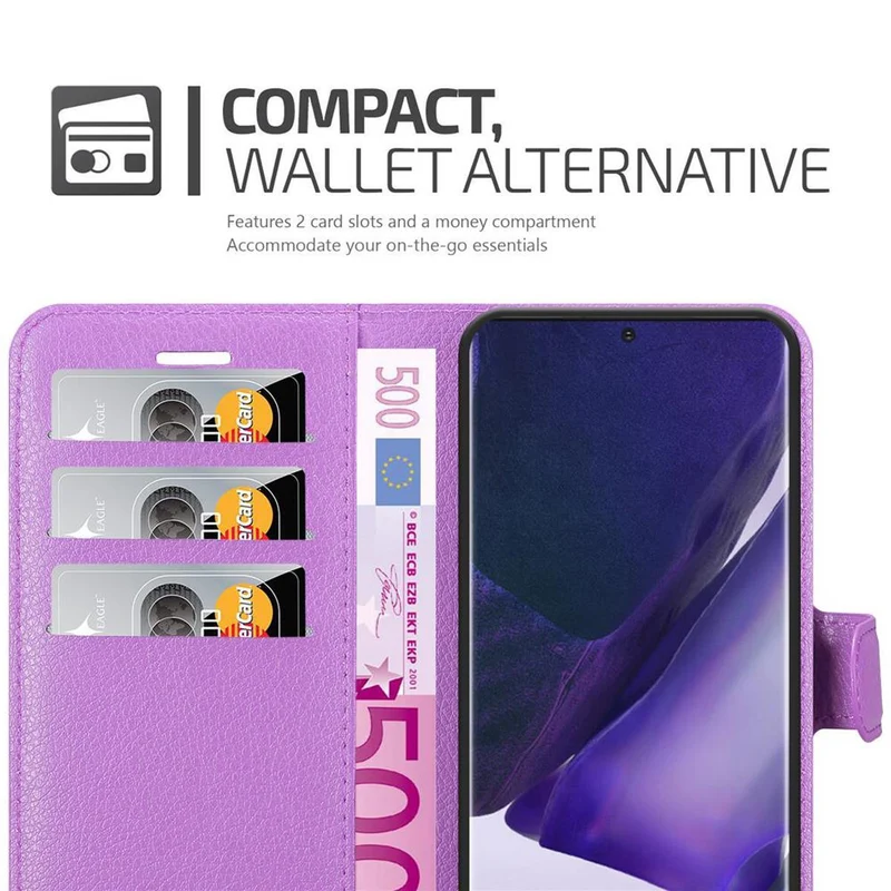 Cadorabo Hülle kompatibel mit Samsung Galaxy NOTE 20 PLUS Schutzhülle mit Magnetverschluss, Standfunktion und Kartenfach