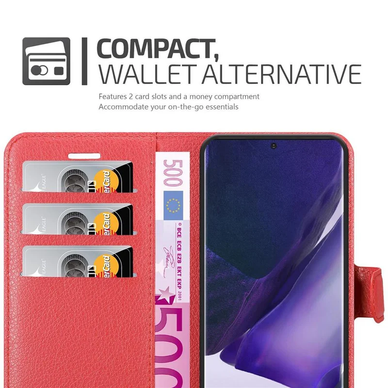Cadorabo Hülle kompatibel mit Samsung Galaxy NOTE 20 PLUS Schutzhülle mit Magnetverschluss, Standfunktion und Kartenfach