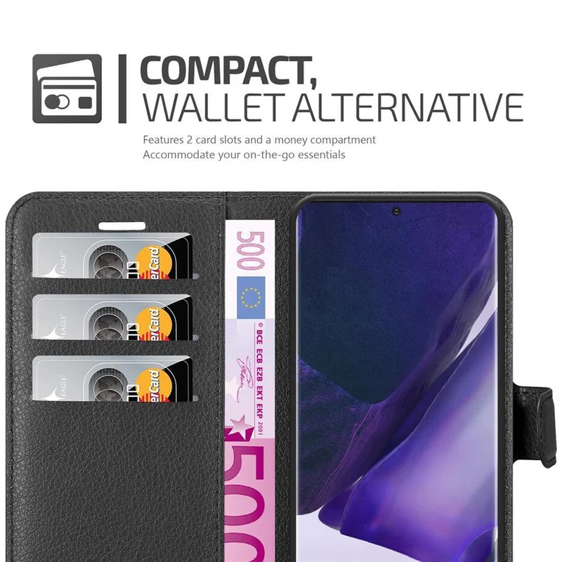 Cadorabo Hülle kompatibel mit Samsung Galaxy NOTE 20 PLUS Schutzhülle mit Magnetverschluss, Standfunktion und Kartenfach