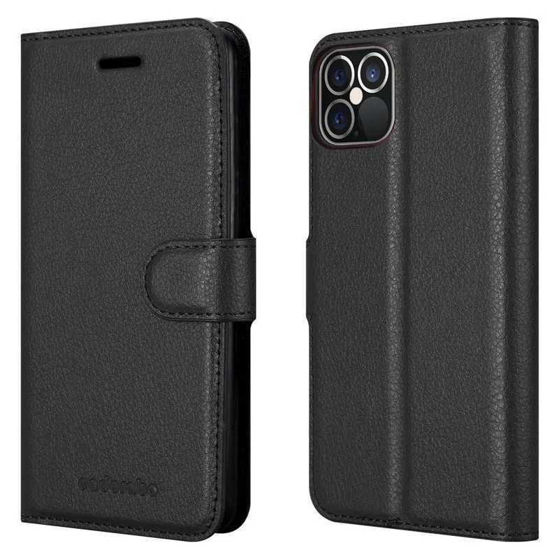 Cadorabo Hülle kompatibel mit Apple iPhone 12 / 12 PRO Schutzhülle mit Magnetverschluss, Standfunktion und Kartenfach