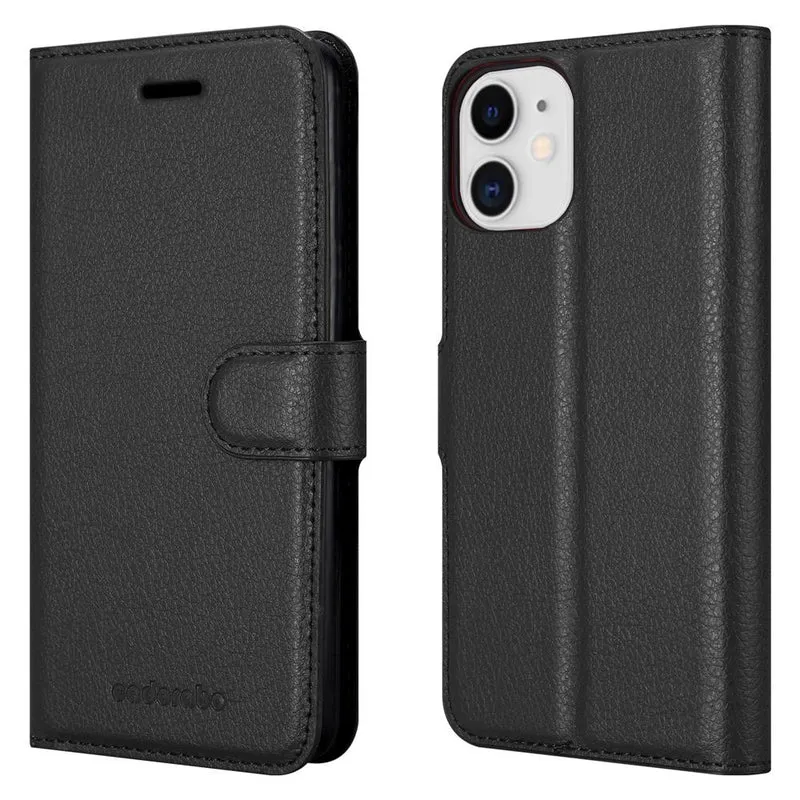Cadorabo Hülle kompatibel mit Apple iPhone 12 MINI Schutzhülle mit Magnetverschluss, Standfunktion und Kartenfach