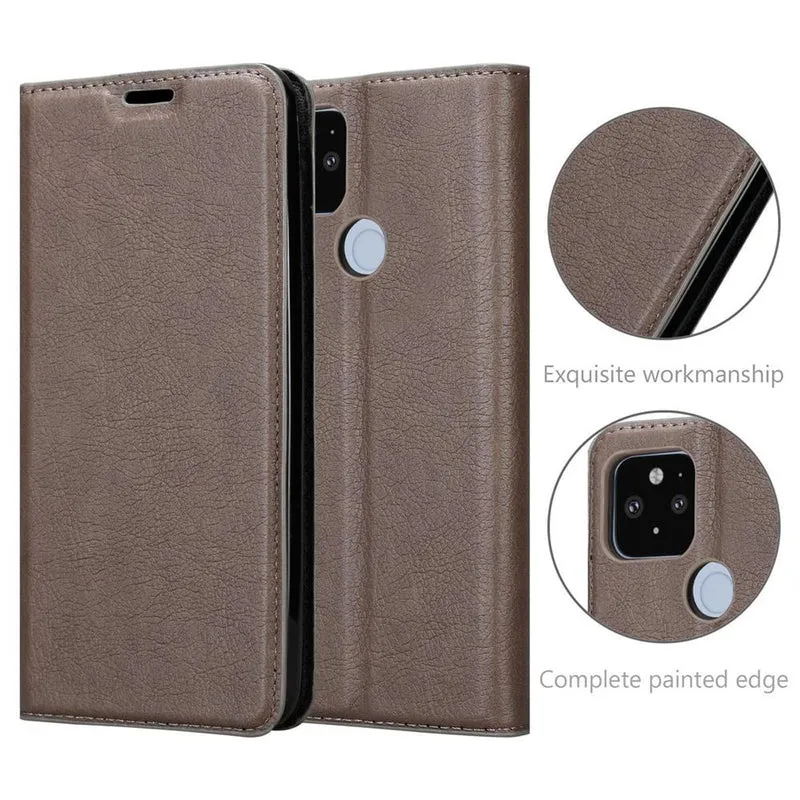 Cadorabo Hülle kompatibel mit Google PIXEL 5 XL Schutzhülle mit Magnetverschluss, Standfunktion und Kartenfach