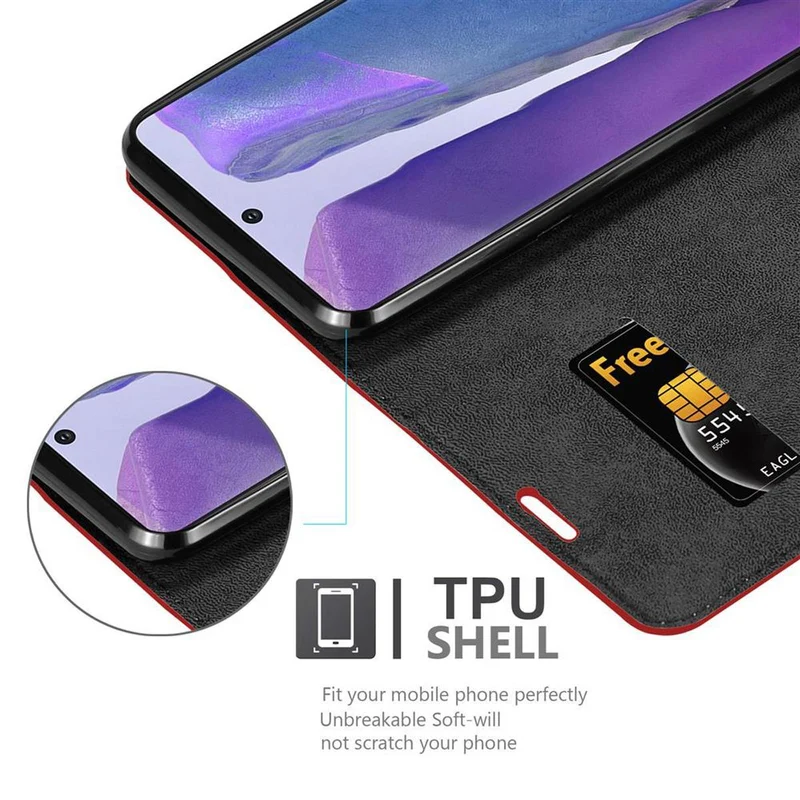 Cadorabo Hülle kompatibel mit Samsung Galaxy NOTE 20 Schutzhülle mit Magnetverschluss, Standfunktion und Kartenfach