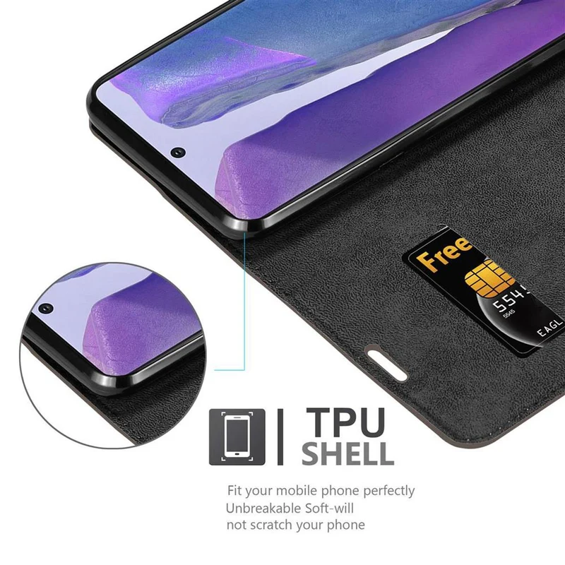 Cadorabo Hülle kompatibel mit Samsung Galaxy NOTE 20 Schutzhülle mit Magnetverschluss, Standfunktion und Kartenfach