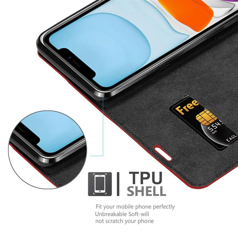 Cadorabo Hülle kompatibel mit Apple iPhone 12 MINI Schutzhülle mit Magnetverschluss, Standfunktion und Kartenfach