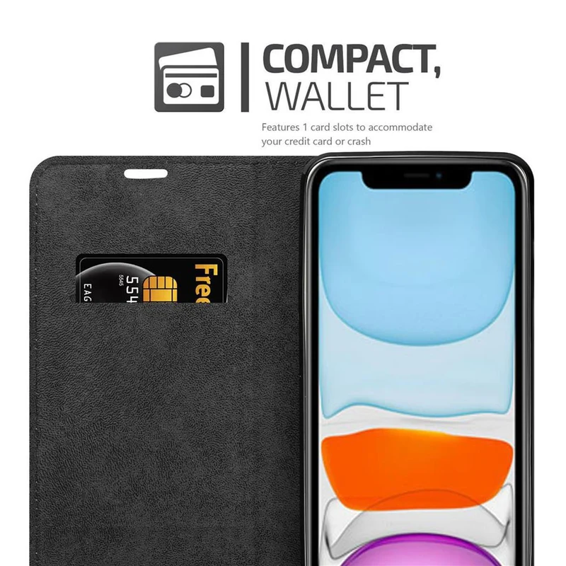 Cadorabo Hülle kompatibel mit Apple iPhone 12 MINI Schutzhülle mit Magnetverschluss, Standfunktion und Kartenfach