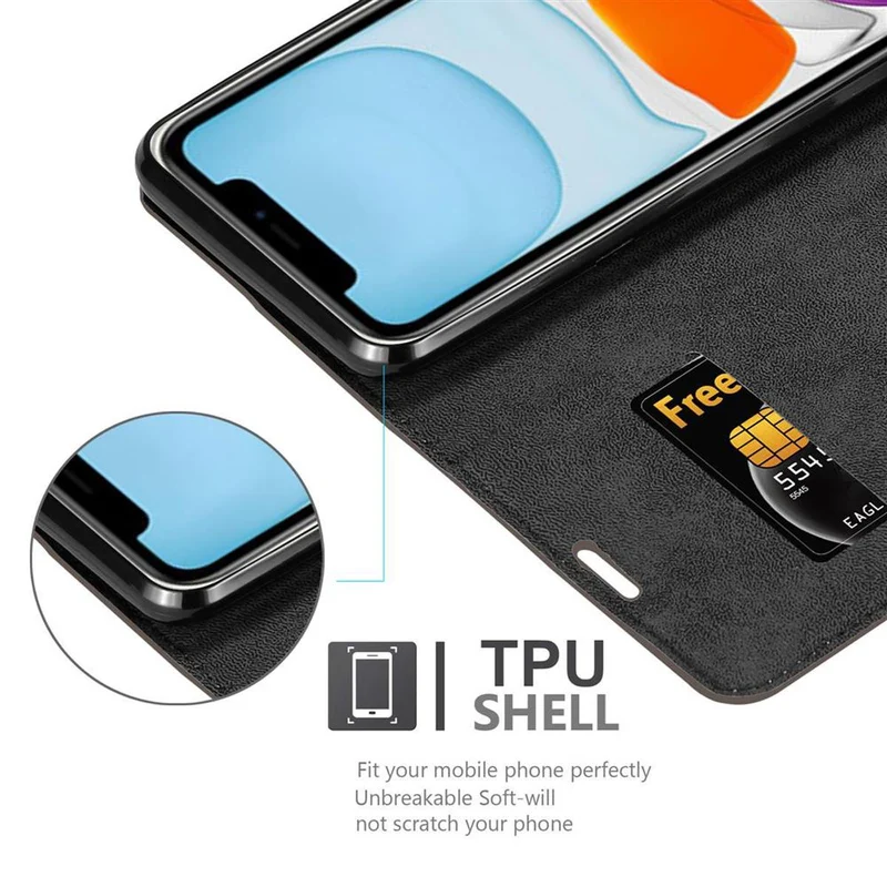 Cadorabo Hülle kompatibel mit Apple iPhone 12 MINI Schutzhülle mit Magnetverschluss, Standfunktion und Kartenfach