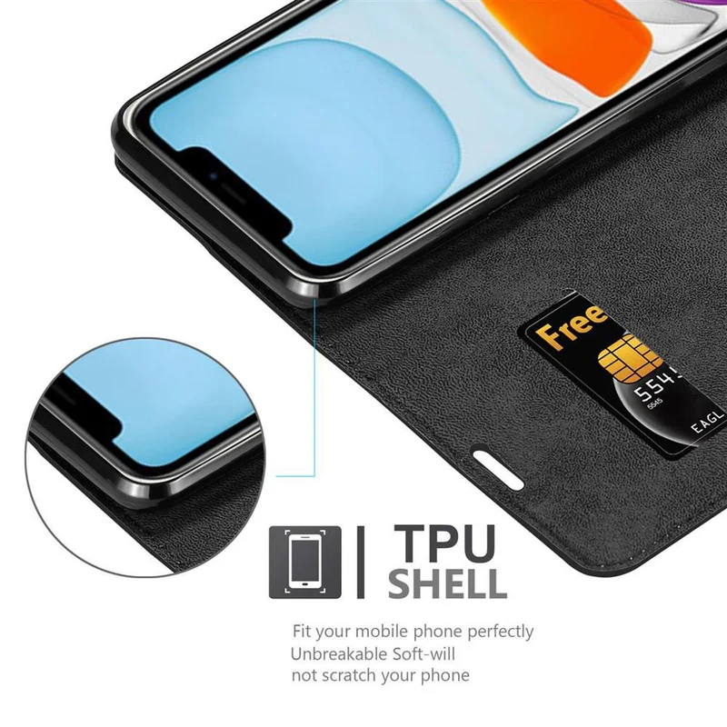 Cadorabo Hülle kompatibel mit Apple iPhone 12 MINI Schutzhülle mit Magnetverschluss, Standfunktion und Kartenfach