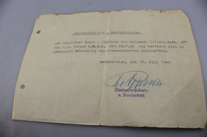 Verwundetenbescheinigung dritter Klasse und andere Dokumente