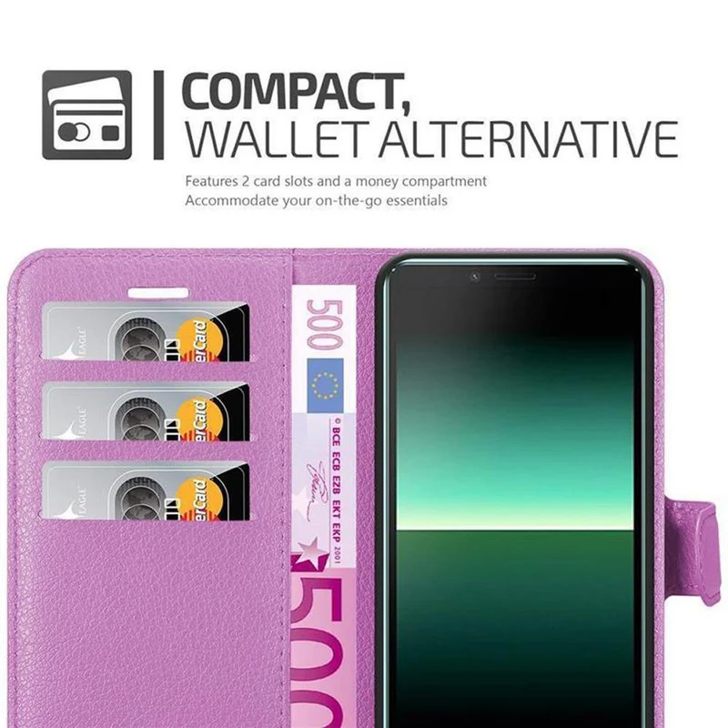 Cadorabo Hülle kompatibel mit Sony Xperia 10 II Schutzhülle mit Magnetverschluss, Standfunktion und Kartenfach