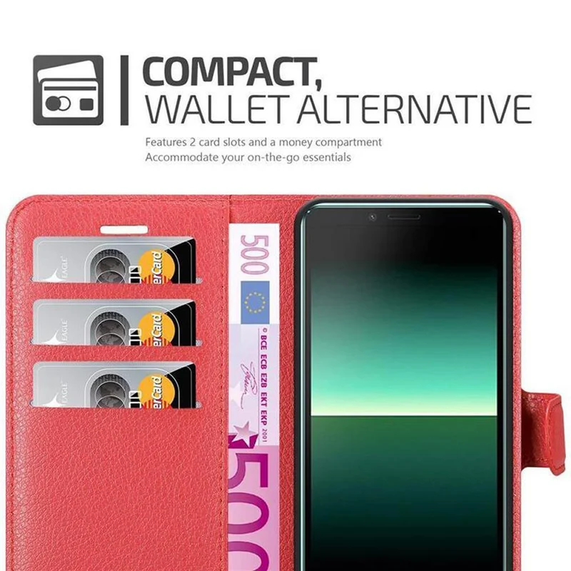 Cadorabo Hülle kompatibel mit Sony Xperia 10 II Schutzhülle mit Magnetverschluss, Standfunktion und Kartenfach