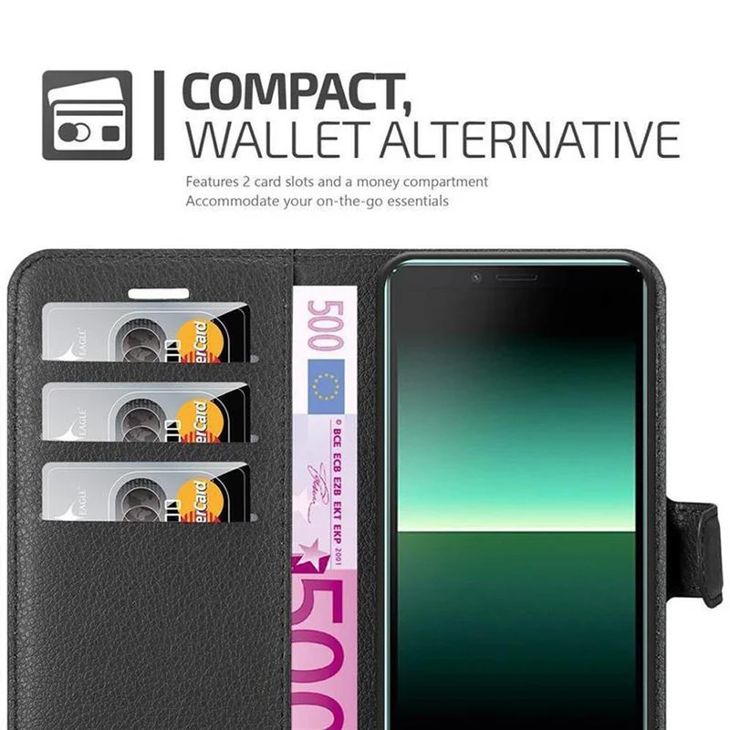 Cadorabo Hülle kompatibel mit Sony Xperia 10 II Schutzhülle mit Magnetverschluss, Standfunktion und Kartenfach