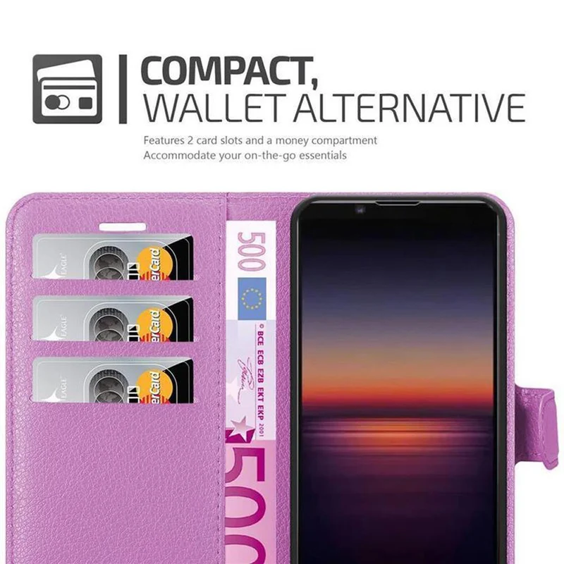 Cadorabo Hülle kompatibel mit Sony Xperia 1 II Schutzhülle mit Magnetverschluss, Standfunktion und Kartenfach