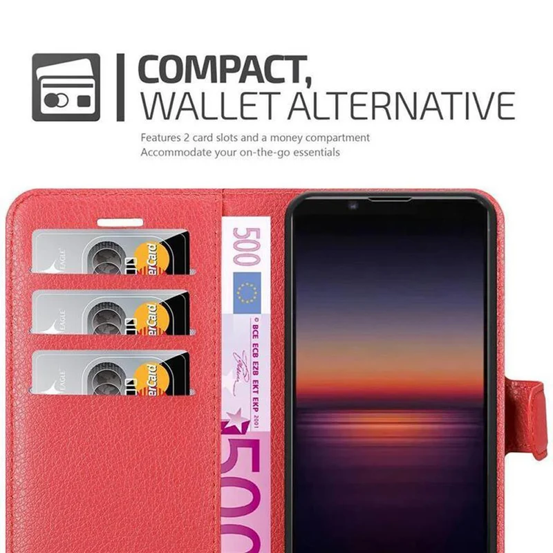 Cadorabo Hülle kompatibel mit Sony Xperia 1 II Schutzhülle mit Magnetverschluss, Standfunktion und Kartenfach