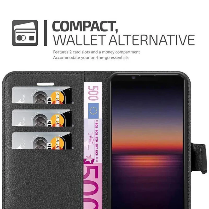 Cadorabo Hülle kompatibel mit Sony Xperia 1 II Schutzhülle mit Magnetverschluss, Standfunktion und Kartenfach