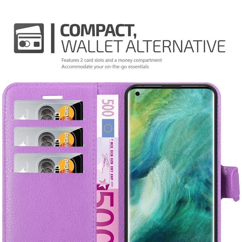 Cadorabo Hülle kompatibel mit Oppo FIND X2 PRO Schutzhülle mit Magnetverschluss, Standfunktion und Kartenfach
